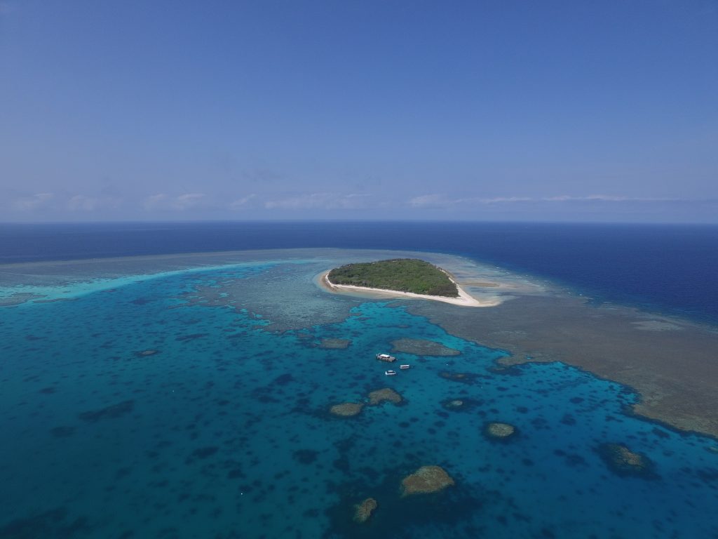 Drone view of Lady Musgrave Island with 1770reef - copyright